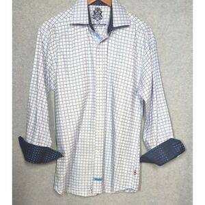 English Laundry Christopher Wicks Pin Dot Flip Cuff Striped Men 15.5 32/33 Class